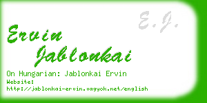 ervin jablonkai business card